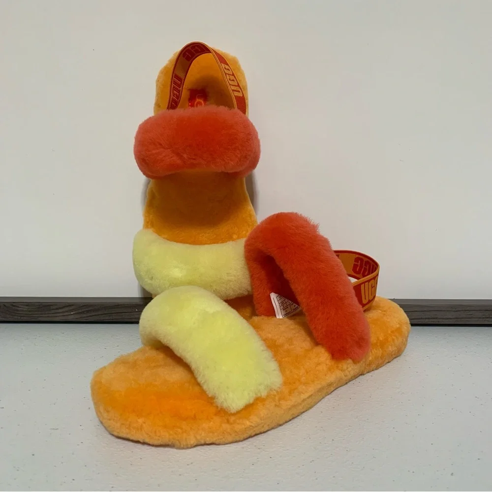 UGG Oh Yeah ‘Orange Red Yellow’ Slippers-Size 5 NWOT